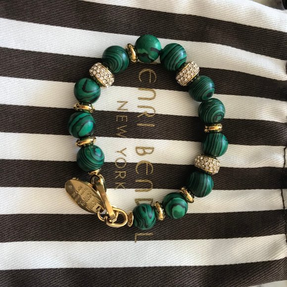 RARE Beaded Henri Bendel Bracelet & Fabric Pouch - Picture 2 of 3